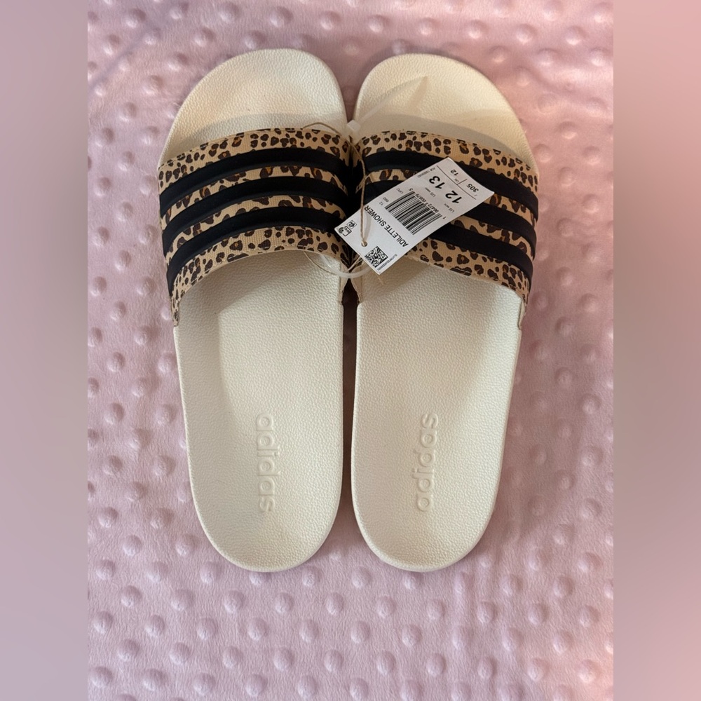 Adidas NWT Animal Print Slides with Black Stripes M size 12